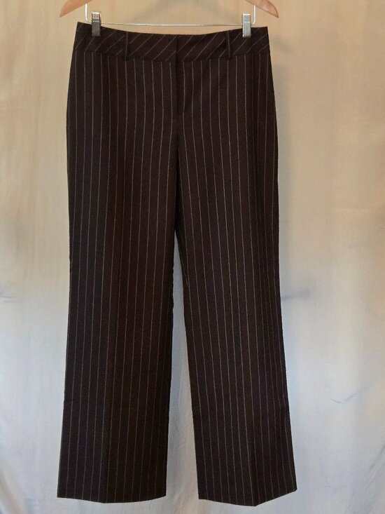 LOFT Pants - LOFT Laura Fit Brown Pinstripe Wool Blend Trouser Pants Size 8 Workwear Career